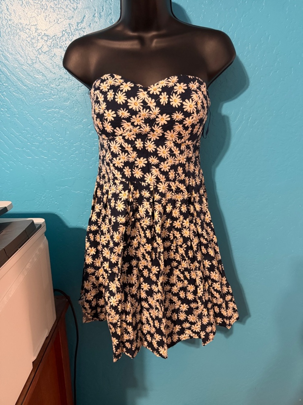 Rue21 Navy Strapless Daisy Skater Dress